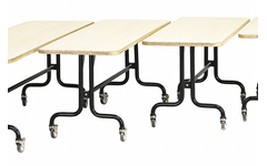 Tafel 210 × 80 cm, zwart onderstel, blad met berkenstructuur hoogte 71 cm
