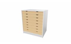 Papierkast Optima, wit met blank gelakte lades