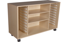 Combi-kieskast Flex 4, zonder laden, 2 legplanken en wielen, ahorn