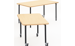 Tafel 132 x 66 cm, zwart onderstel gekleurd blad