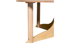 Tafelboom 240cm (h), ronde tafel 150cm, F6 (76cm) HPL blad wit eiken