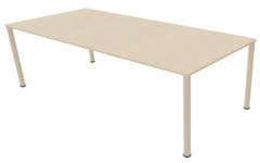 Tafel 200x90x59cm incl.wielen, blad berken, poten rond NCS S1510-Y30R
