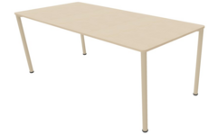 Tafel 200x90cm 76 h,incl.wielen berken blad, poten rond NCS S1510-Y30R