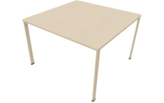 Tafel 120x120x76cm blad Berken, poten rond NCS S1510-Y30R