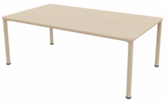 Tafel 160x90x59cm incl.wielen, blad berken, poten rond NCS S1510-Y30R