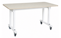 Tafel Flex 120 x 80 cm hpl ahorn, rechte poten wit gebeitst