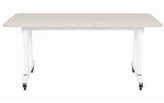 Tafel Flex 120 x 80 cm hpl ahorn, rechte poten wit gebeitst