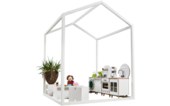 Huisje van balken 6x6 cm dik, metaal 2x2x2 m, dakhoogte 2,5 m RAL 9010