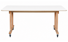 Tafel Flex 150x60 cm HPL wit, rechte poten beuken