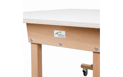 Tafel Flex 150x60 cm HPL wit, rechte poten beuken