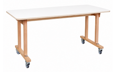 Tafel Flex 150x60 cm HPL wit, rechte poten beuken