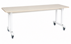 Tafel Flex 210 x 80 cm hpl ahorn blad, rechte poten wit gebeitst