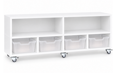 Peuterbank laag  wit 138x52x40 cm incl. wielen, lades en legplank, wit