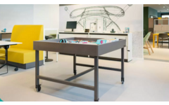 Spark tech-tafel 125x125 cm, blad HPL wit, onderstel grafiet