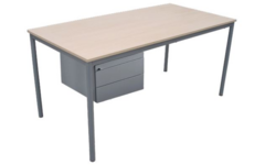 Docentenbureau Rondo 140x70 cm, blad kunststof PP-rand, 1 lade A6