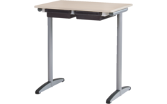 Tafel Lesca T-poot model, met 2 x kunststof MM lade 80 mm.