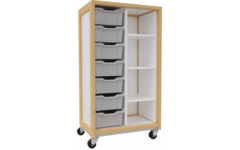 Kast 407 serie wit met 3 kwart legplanken en 7 laden van 15 cm