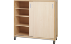 Kast 440 serie Ahorn met 6 halve legplanken en schuifdeuren