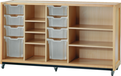 Kast 380 serie Ahorn, 3 tussen- panelen, 5 legplanken en 8 laden