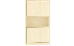 Hoge kast, ahorn, 100x40x188 cm, 2x2 (boven vitrine) deuren, 3 legplanken