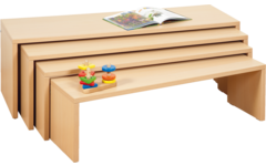 Zitbanken ahorn, set van 4 stuks in 4 hoogtes 30 - 34 - 38 - 42 cm