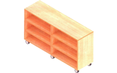 Materiaalkast Basic 139 cm breed, beuken, 4 legplanken, op wielen
