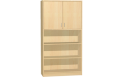Hoge kast, beuken, 100 × 40 × 188 cm, 2 deuren boven, 2 legplanken