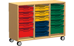 Materiaalkast Basic 105 cm breed, beuken, zonder laden, op wielen