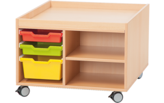 Speel- en materiaalkast, ahorn, laag verrijdbaar 81 × 81 × 54 cm