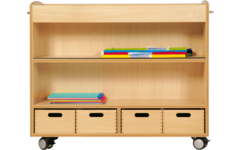 Kast beuken, 105 × 40 × 89, verrijdbaar, excl. bakken