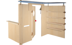 Speelwand Klax met deur, balie+legplanken, natuurkleur, zonder dak (inclusief montage)