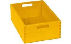 Bak t.b.v. materialkast 6503023 en 6503024, gebeitst, 23x35x12cm, geel
