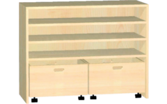 Kast voor rolbak 100 × 40 × 77 cm met 2 legplanken, beuken