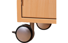 Zwenkwielen tbv kast, set van 4 waarvan 2 geremd, 8,5 cm hoog