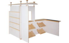 Klax speelwand supermarkt met rek en legplanken, wit gebeitst, (inclusief montage)