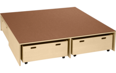 Podiumelement XXL Ahorn,160 x160 x 35 cm, voor 3 rolbakken, bekleed