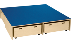 Podiumelement XXL Ahorn,160 x160 x 35 cm, voor 3 rolbakken, bekleed