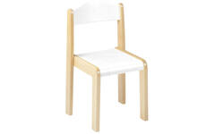 Stoel kleuters, ahorn, rug en zitting wit, hoogte B2-31 cm