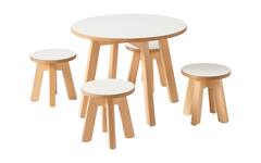 Kowidu tafel rond hoogt 46 cm, beuken/wit