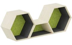 Lernwabe® Flip set S: 2 hele + 1 halve honingraat S, grijs/lichtgroen (incl. montage)