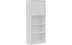 Hoge kast wit, 188x77x40 cm, deuren boven, onder open met legplanken