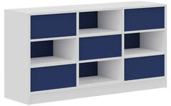 Kast ruimteverdelend wit | achterwanden blauw, breedte 149 cm