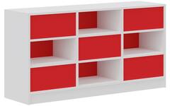 Kast ruimteverdelend wit | achterwanden rood, breedte 149 cm