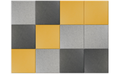 Akoestische PET-vilt wandtegels, set12, combi set geel, 30x30 cm