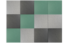 Akoestische PET-vilt wandtegels, set12, combi set petrolgroen, 30x30cm