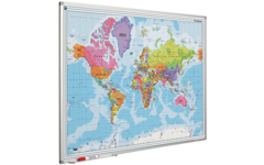 Landkaart bord Softline profiel 8mm, Wereld, 90x120 cm