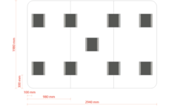 Whiteboard VisuWall met zwarte rand en afgeronde hoeken,  294 × 198 cm