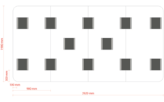 Whiteboard VisuWall met zwarte rand en afgeronde hoeken,  392 × 198 cm