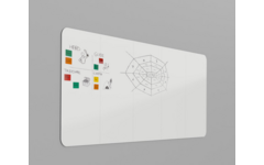 Whiteboard VisuWall met zwarte rand en afgeronde hoeken,  490 × 198 cm