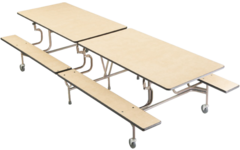 Rechthoekige tafel met banken, 366 x 74 cm (LxH)